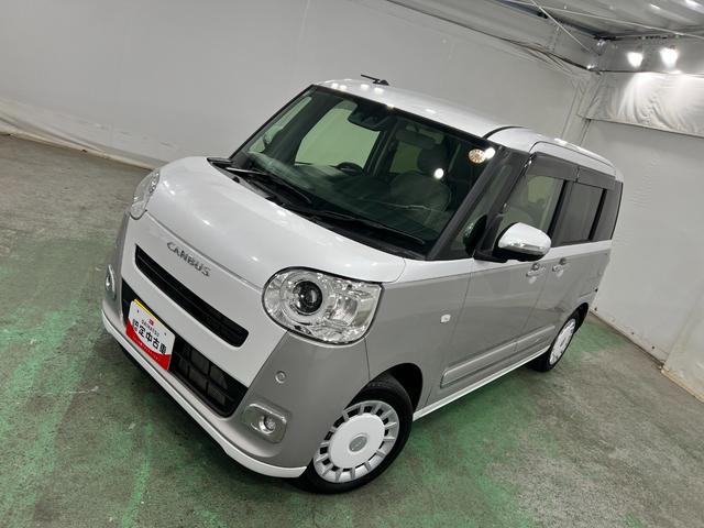 ムーヴキャンバスストライプスＧ　走行６６４７キロ／クリアランスソナー一年保証・走行距離無制限　走行６６４７キロ　サイドエアバック　クリアランスソナー　オートマチックハイビーム　オートライト　ＬＥＤヘッドライト　ベンチシート　シートヒーター　両側電動スライドドア（埼玉県）の中古車