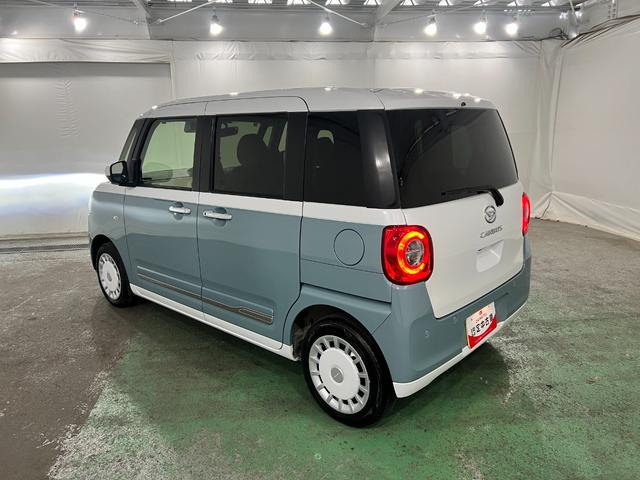 ムーヴキャンバスストライプスＧターボ　走行１１８７６キロ／車検整備付１年保証・走行距離無制限　サイドエアバック　クリアランスソナー　オートマチックハイビーム　オートライト　ＬＥＤヘッドライト　ベンチシート　シートヒーター　両側電動スライドドア（埼玉県）の中古車