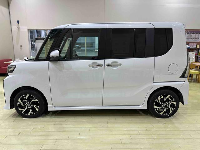 タントカスタムＸバックカメラ　両側電動スライドドア　１４インチアルミ　ＬＥＤヘッド＆フォグランプ　シートヒーター　電動駐車ブレーキ　オートライト　上下２段調節式デッキボード　コーナーセンサー　衝突被害軽減ブレーキ（千葉県）の中古車