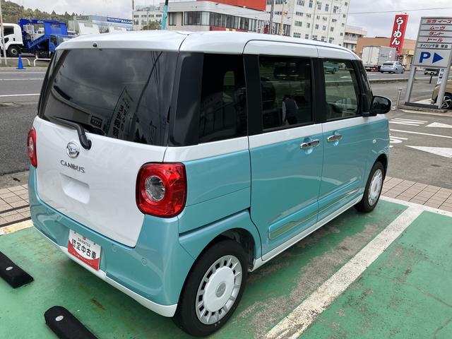 ムーヴキャンバスストライプスGキーフリーシステム・プッシュボタン・アイドリングストップ・LEDヘッドライト・オートライト・オートハイビーム・シートヒーター・コーナーセンサー・セキュリティアラーム・(千葉県)の中古車