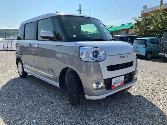 ムーヴキャンバスストライプスＧターボツートンカラー／９インチディスプレイオーディオ／バックカメラ／ＵＳＢ・ＨＤＭＩ／衝突回避支援／コーナーセンサー／シートヒーター／ＡＣＣ／オートライト／オートハイビーム／ホットカップホルダー（千葉県）の中古車