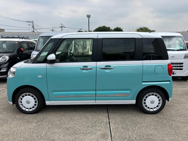 ムーヴキャンバスストライプスＧ　両側電動スライドドア　シートヒーター保証　新車保証・まごころ保証　１年間・走行距離無制限付き　両側電動スライドドア　キーフリーシステム　前席シートヒーター　電動パーキングブレーキ　ＬＥＤフォグランプ　ＬＥＤヘッドランプ（東京都）の中古車