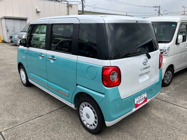 ムーヴキャンバスストライプスＧ　両側電動スライドドア　シートヒーター保証　新車保証・まごころ保証　１年間・走行距離無制限付き　両側電動スライドドア　キーフリーシステム　前席シートヒーター　電動パーキングブレーキ　ＬＥＤフォグランプ　ＬＥＤヘッドランプ（東京都）の中古車