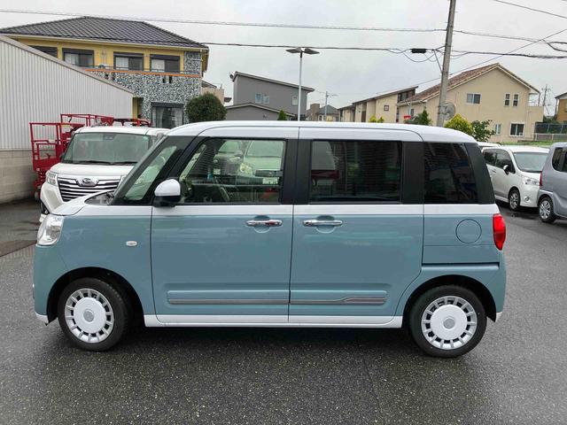 ムーヴキャンバスストライプスＧ９型ＤＰオーディオ／ＢＴ／ＴＶ／バックカメラ／ステアリングスイッチ　ワイヤレス充電　両側パワスラ　ＬＥＤヘッド＆フォグライト　シートヒーター　保温カップホルダー　電動駐車ブレーキ　衝突被害軽減ブレーキ（千葉県）の中古車