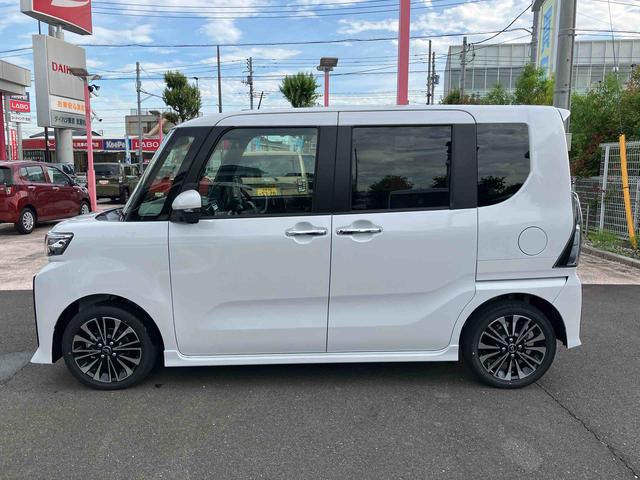 タントカスタムＲＳ　パノラマモニター標準装備！保証　１年間・距離無制限付き・　走行距離１５ｋｍ・　ＣＤチューナー　パノラマモニター　両側電動スライドドア　電動パーキング　シートヒーター　、ＬＥＤヘッドライト　１５インチアルミホイール　スマートキー（東京都）の中古車