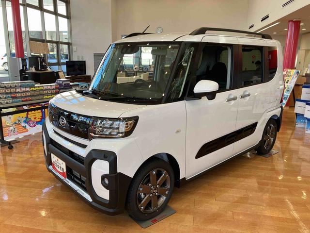 タントファンクロスターボ　パノラマモニター標準装備！！保証　新車保証・まごころ保証　１年間・走行距離無制限付き・　走行距離１０ｋｍ　オーディオレス　パノラマモニター　両側電動スライドドア　１５インチアルミホイール　電動パーキング　オートハイビーム（東京都）の中古車