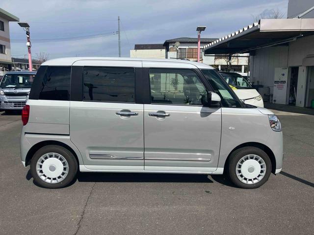 ムーヴキャンバスストライプスＧ　ナビ、ＥＴＣ装備車！保証　新車保証・まごころ保証　１年間・走行距離無制限付き　走行距離４２１１ｋｍ　７インチ純正ナビ、バックカメラ、ＥＴＣ、両側電動スライドドア　シートヒーター　ＬＥＤヘッドライト　ドライブレコーダー（東京都）の中古車