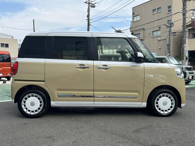 ムーヴキャンバスストライプスＧ　電動パーキングブレーキ　ＬＥＤヘッドランプ保証　新車保証・まごころ保証　１年間・走行距離無制限付き　前席シートヒーター　ＬＥＤヘッドランプ　ＬＥＤフォグランプ　オートライト　オートハイビーム　コーナーセンサー　電動パーキングブレーキ（東京都）の中古車