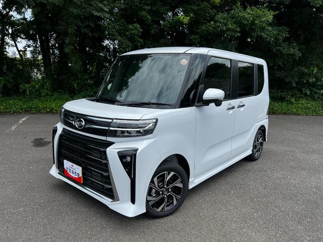 タントカスタムＸリミテッド　走行１３キロ／パールホワイト保証１年間・距離無制限付き　キーフリー　シートヒーター　クリアランスソナー　両側電動スライドドア　ＬＥＤヘッドライト　オートライト　パールホワイト（埼玉県）の中古車