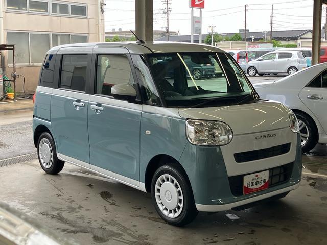ムーヴキャンバスストライプスＸ　４ＷＤ４ＷＤ　両側電動スライドドア　プッシュボタンスターター　盗難防止＆警報装置　電動格納ドアミラー　オートエアコン　プライバシーガラス　コーナーセンサー　衝突被害軽減ブレーキ（千葉県）の中古車