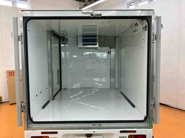 ハイゼットトラックカラーアルミ中温冷凍車 片側スライドドアキー付き埋込みロックロッド式バックドア キー付きワンタッチ引込式スライド左サイドドア LED庫内灯 庫内警報ブザー 解除機能付バックドア90度開きストッパー ドレンホース付水抜き穴(千葉県)の中古車