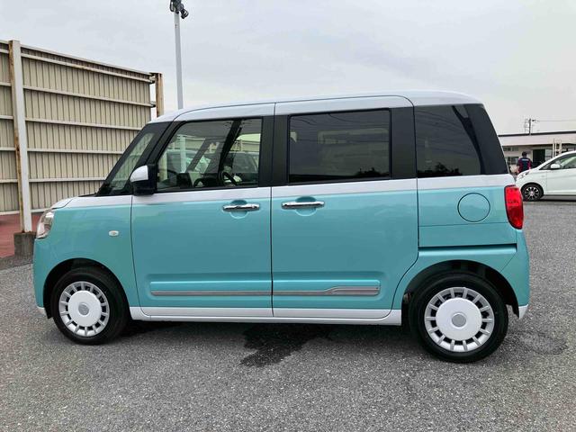 ムーヴキャンバスストライプスＧ９型ナビ／ＢＴ／ＤＴＶ／ＤＩＳＣ／全周囲カメラ／ステアスイッチ　両側パワスラ　ＬＥＤヘッド＆フォグランプ　シートヒーター　保温カップホルダー　電動駐車ブレーキ　コーナーセンサー　衝突被害軽減ブレーキ（千葉県）の中古車