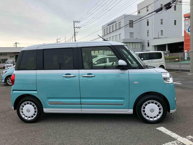 ムーヴキャンバスストライプスG エコアイドル非装着車エコアイドル非装着車 9型ナビ/BT/TV/DISC/バックカメラ/ステアスイッチ 両側パワスラ LEDヘッド&フォグランプ シートヒーター 保温カップホルダー 電動駐車ブレーキ 衝突被害軽減ブレーキ(千葉県)の中古車
