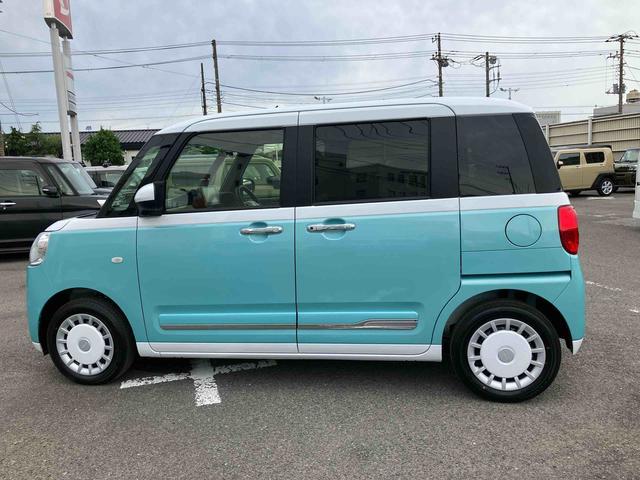 ムーヴキャンバスストライプスＧ　エコアイドル非装着車エコアイドル非装着車　９型ナビ／ＢＴ／ＴＶ／ＤＩＳＣ／バックカメラ／ステアスイッチ　両側パワスラ　ＬＥＤヘッド＆フォグランプ　シートヒーター　保温カップホルダー　電動駐車ブレーキ　衝突被害軽減ブレーキ（千葉県）の中古車