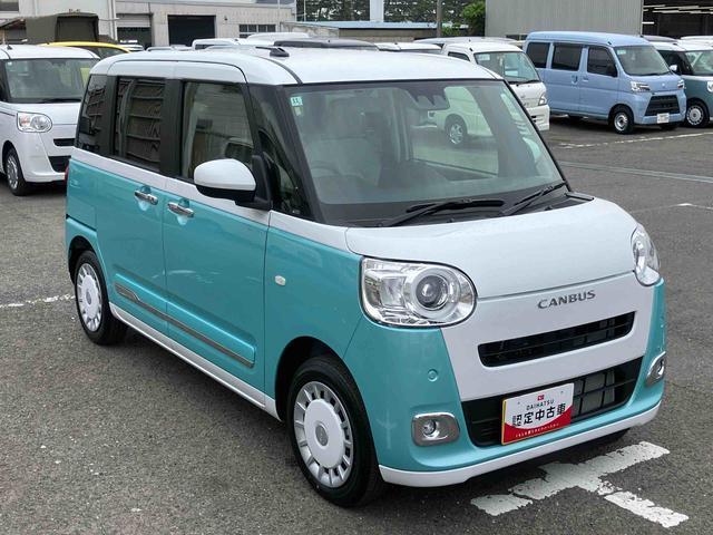 ムーヴキャンバスストライプスＧターボ両側電動スライドドア　衝突回避支援ブレーキ　電動格納ミラー　アダクティブクルーズコントロール　キーフリー　プッシュボタンスタート　コーナーセンサー　電子パーキングブレーキ（千葉県）の中古車