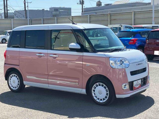 ムーヴキャンバスストライプスＧ９型ＤＰオーディオ／ＢＴ／ＴＶ／バックカメラ／ステアスイッチ　ワイヤレス充電　両側パワスラ　ＬＥＤヘッド＆フォグランプ　シートヒーター　保温カップホルダー　電動駐車ブレーキ　衝突被害軽減ブレーキ（千葉県）の中古車