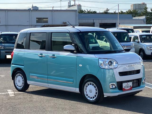 ムーヴキャンバスストライプスＧナビ／ＢＴ／ＴＶ／ＤＩＳＣ／バックカメラ／ステアリングスイッチ　両側パワスラ　ＬＥＤヘッド＆フォグランプ　シートヒーター　保温カップホルダー　電動駐車ブレーキ　コーナーセンサー　衝突被害軽減ブレーキ（千葉県）の中古車