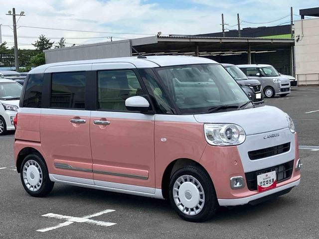 ムーヴキャンバスストライプスＧ　エコアイドル非装着車エコアイドル非装着　ナビ／ＢＴ／ＴＶ／ＤＩＳＣ／バックカメラ／ステアリングスイッチ　両側パワスラ　ＬＥＤヘッド＆フォグランプ　シートヒーター　保温カップホルダー　電動駐車ブレーキ　衝突被害軽減ブレーキ（千葉県）の中古車