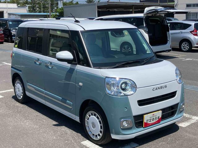 ムーヴキャンバスストライプスＧターボアダプティブクルーズコントロール　ディスプレイオーディオ／ＤＴＶ／ＢＴ／ＨＤＭＩ／Ｂカメラ　スマホワイヤレス充電器　ＬＥＤヘッド／フォグランプ　両側パワースライドドア（千葉県）の中古車