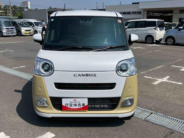 ムーヴキャンバスストライプスＧターボ両側電動スライドドア　ＬＥＤヘッドライト＆フォグランプ　シートヒーター　保温カップホルダー　電動駐車ブレーキ　バックカメラ　ステアリングスイッチ　自動追従クルコン　衝突被害軽減ブレーキ（千葉県）の中古車