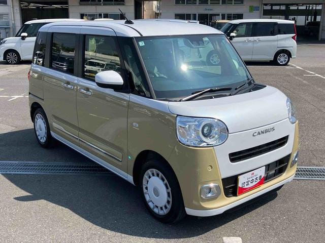 ムーヴキャンバスストライプスＧターボ両側電動スライドドア　ＬＥＤヘッドライト＆フォグランプ　シートヒーター　保温カップホルダー　電動駐車ブレーキ　バックカメラ　ステアリングスイッチ　自動追従クルコン　衝突被害軽減ブレーキ（千葉県）の中古車