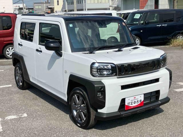 タフトＧターボ　ダーククロムベンチャー前後ダークガーニッシュ　ガラスルーフ　ルーフレール　１５インチアルミ　ＬＥＤヘッドライト＆フォグランプ　バックカメラ　シートヒーター　電動駐車ブレーキ　自動追従クルコン　衝突被害軽減ブレーキ（千葉県）の中古車