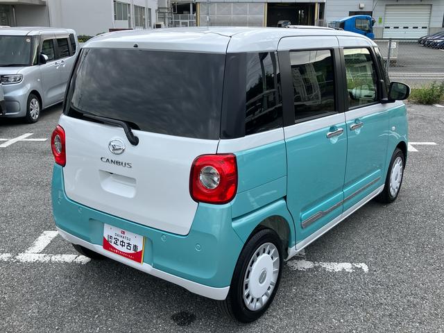 ムーヴキャンバスストライプスＧターボ両側電動スライドドア　ＬＥＤヘッドライト＆フォグランプ　シートヒーター　保温カップホルダー　電動駐車ブレーキ　バックカメラ　ステアリングスイッチ　自動追従クルコン　衝突被害軽減ブレーキ（千葉県）の中古車