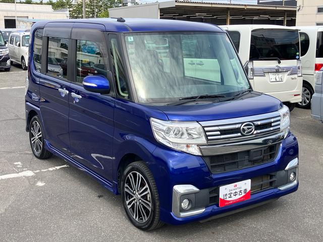 タントカスタムＲＳターボ　ナビ／ＢＴ／ＤＴＶ／ＣＤ／ＤＶＤ　両側電動スライドドア　１５インチアルミ　ＬＥＤヘッドライト＆フォグランプ　プッシュボタンスターター　オート格納ドアミラー　横滑り防止装置　アイドリングストップ（千葉県）の中古車
