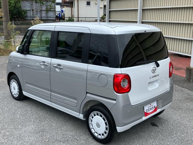 ムーヴキャンバスストライプスＧターボ両側電動スライドドア　ＬＥＤヘッドライト＆フォグランプ　シートヒーター　保温カップホルダー　電動駐車ブレーキ　バックカメラ　ステアリングスイッチ　自動追従クルコン　衝突被害軽減ブレーキ（千葉県）の中古車