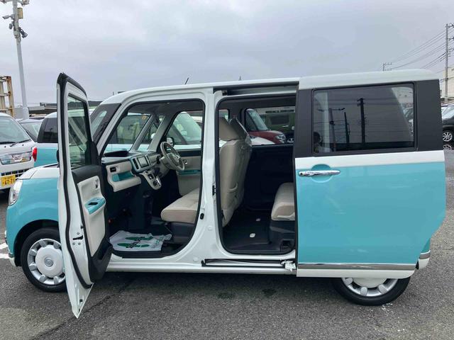 ムーヴキャンバスＧメイクアップリミテッド　ＳＡIIIパノラマカメラ連動フルセグナビ　ＵＳＢ接続　ブルートゥース対応　フロント．リヤドライブレコーダー連動　ＥＴＣ　衝突被害軽減ブレーキ　横滑り防止装置　アイドリングストップ機構　置きラクボックス（千葉県）の中古車