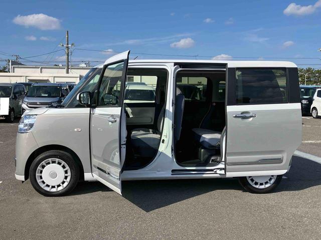 ムーヴキャンバスストライプスＧバックカメラ　ＡＤＢ　ＬＥＤヘッドライト　オートライト　オートハイビーム　ホッとカップホルダー　置き楽ＢＯＸ　スマアシ　コーナーセンサー　シートヒーター　　両側Ｐスライド　電動駐車ブレーキ　キーフリー（千葉県）の中古車