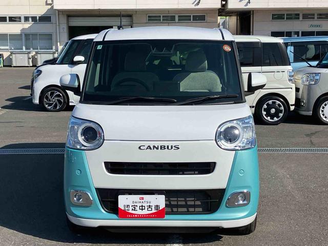 ムーヴキャンバスストライプスGターボ全車速追従クルコン Bカメラ ADB LEDヘッドライト オートライト ホッとカップホルダー 置き楽BOX スマアシ コーナーセンサー シートヒーター 両側Pスライド 電動駐車ブレーキ キーフリー(千葉県)の中古車