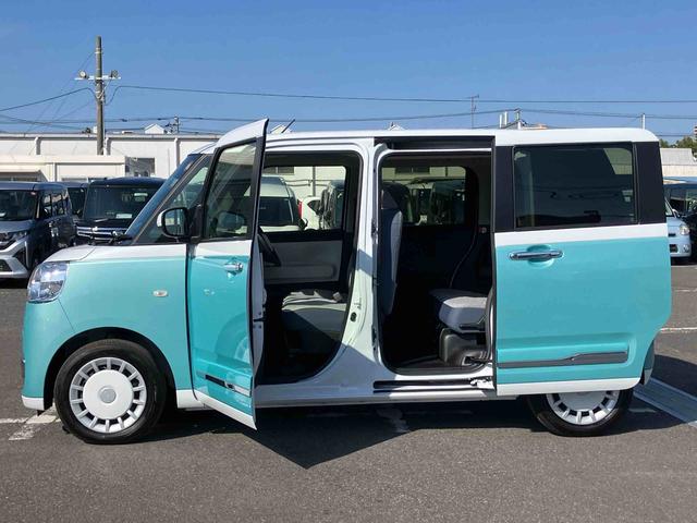 ムーヴキャンバスストライプスＧターボ全車速追従クルコン　Ｂカメラ　ＡＤＢ　ＬＥＤヘッドライト　オートライト　ホッとカップホルダー　置き楽ＢＯＸ　スマアシ　コーナーセンサー　シートヒーター　　両側Ｐスライド　電動駐車ブレーキ　キーフリー（千葉県）の中古車