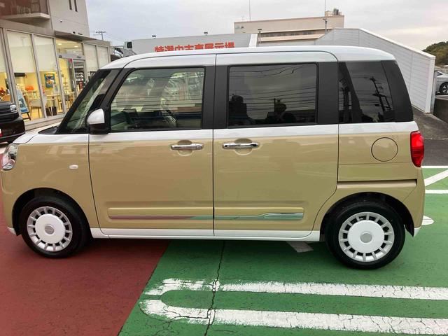 ムーヴキャンバスストライプスＧターボ衝突回避支援ブレーキ・キーフリー・両側パワースライドドア・オートエアコン・オートライト・ＬＥＤヘッドランプ・電動格納ミラー・運転席助手席シートヒーター・バックカメラ・純正ホイールキャップ・エコアイドル（千葉県）の中古車