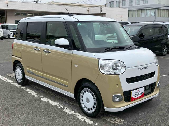 ムーヴキャンバスストライプスGバックカメラ LEDヘッドライト オートライト オートハイビーム ADB スマアシ 前後コーナーセンサー 両側Pスラ シートヒーター 電動駐車ブレーキ ホッとカップホルダー 置き楽ボックス キーフリー(千葉県)の中古車