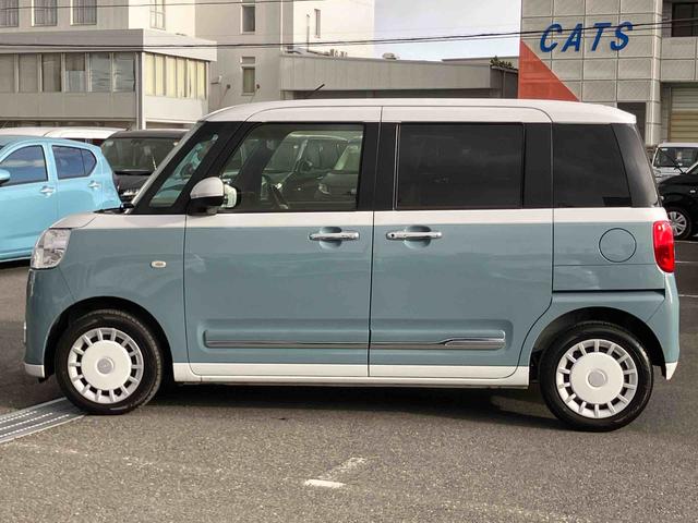 ムーヴキャンバスストライプスＧターボターボ　Ｂカメラ　全車速追従クルコン　ＬＥＤヘッドライト　オートライト　コーナーセンサー　両側電動スライド　シートヒーター　電動駐車ブレーキ　ホッとカップホルダー　置き楽ＢＯＸ　キーフリー　ステリモ（千葉県）の中古車