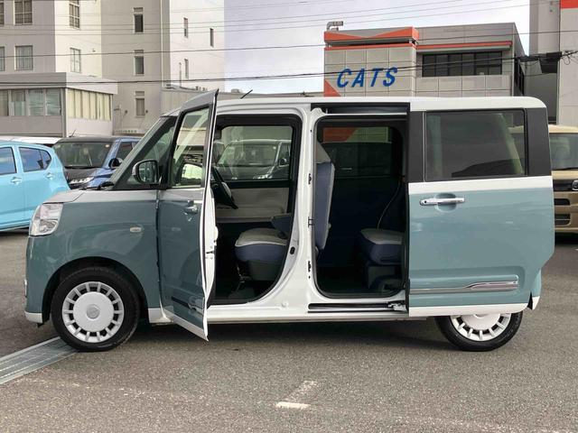 ムーヴキャンバスストライプスＧターボターボ　Ｂカメラ　全車速追従クルコン　ＬＥＤヘッドライト　オートライト　コーナーセンサー　両側電動スライド　シートヒーター　電動駐車ブレーキ　ホッとカップホルダー　置き楽ＢＯＸ　キーフリー　ステリモ（千葉県）の中古車