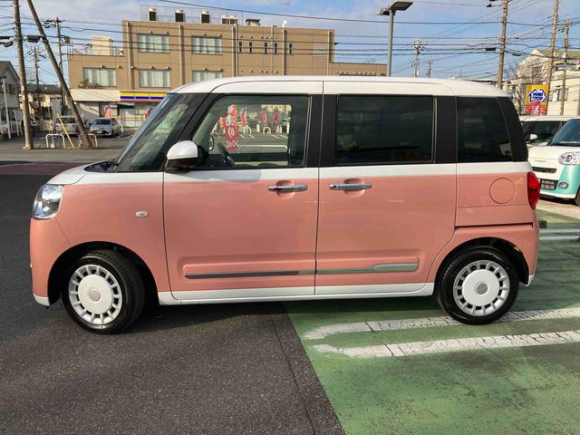 ムーヴキャンバスストライプスＧターボ両側電動スライドドア　ターボ車　オーディオレス　衝突回避支援ブレーキ　誤発進抑制装置　アイドリングストップ　スマートキー　盗難防止装置　イモビライザー　オートライト　オートマチックハイビーム（千葉県）の中古車