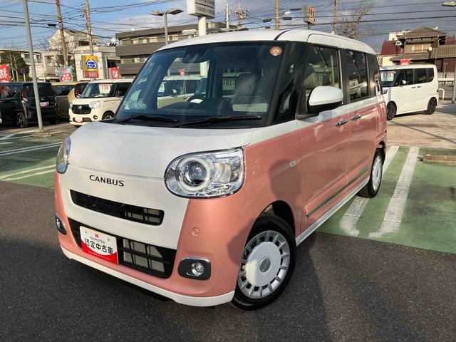 ムーヴキャンバスストライプスＧターボ両側電動スライドドア　ターボ車　オーディオレス　衝突回避支援ブレーキ　誤発進抑制装置　アイドリングストップ　スマートキー　盗難防止装置　イモビライザー　オートライト　オートマチックハイビーム（千葉県）の中古車