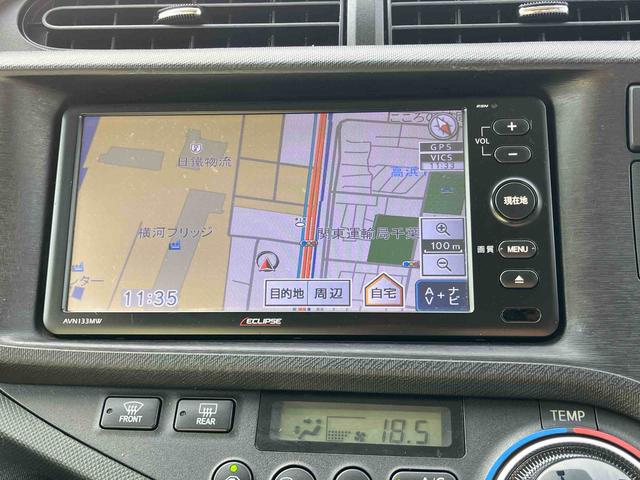 アクアＳハイブリッド　ナビ／ワンセグ／ＣＤ　バックカメラ　ＥＴＣ　ヘッドランプウォッシャー　車両接近通報装置　ゲートシフトレバー　アルミホイール　キーレスエントリー　サイドレバー式駐車ブレーキ　スペアタイヤ（千葉県）の中古車