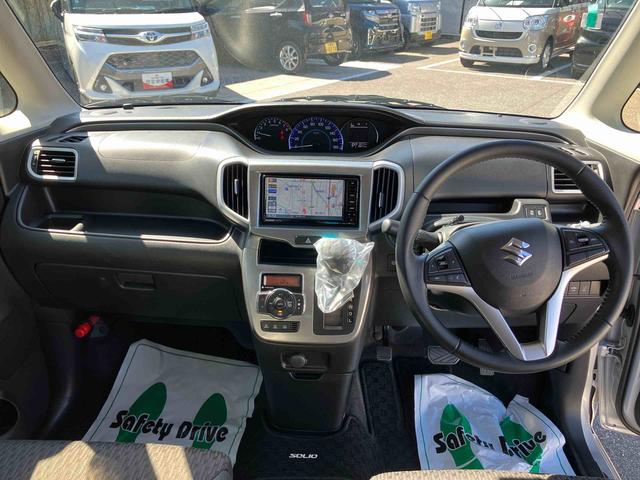 ソリオハイブリッドＭＺＳＤナビゲーション　ＣＤ　ＤＶＤ　パノラマカメラ　ドライブレコーダー　ＥＴＣ車載器　衝突回避支援ブレーキ　横滑り防止装置　アイドリングストップ　両側電動スライドドア　プッシュボタンスタート（千葉県）の中古車