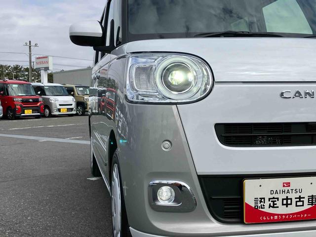 ムーヴキャンバスストライプスＧナビ／ＢＴ／ＴＶ／ＤＩＳＣ／バックカメラ／ステアリングスイッチ　両側パワスラ　ＬＥＤヘッド／フォグランプ　シートヒーター　保温カップホルダー　電動駐車ブレーキ　置きラクＢＯＸ　衝突被害軽減ブレーキ（千葉県）の中古車