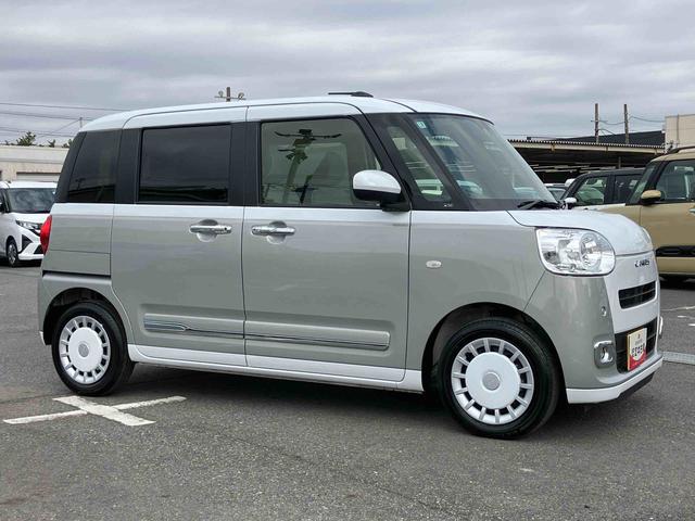 ムーヴキャンバスストライプスＧナビ／ＢＴ／ＴＶ／ＤＩＳＣ／バックカメラ／ステアリングスイッチ　両側パワスラ　ＬＥＤヘッド／フォグランプ　シートヒーター　保温カップホルダー　電動駐車ブレーキ　置きラクＢＯＸ　衝突被害軽減ブレーキ（千葉県）の中古車