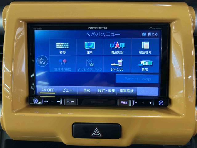 ハスラーＧ８インチフルセグナビ　ブルートゥース対応　ＵＳＢ接続　ビルトインＥＴＣ　前席シートヒーター　アイドリングストップ　プッシュエンジンスタートキーフリーシステム　助手席シートアンダーボックス（千葉県）の中古車