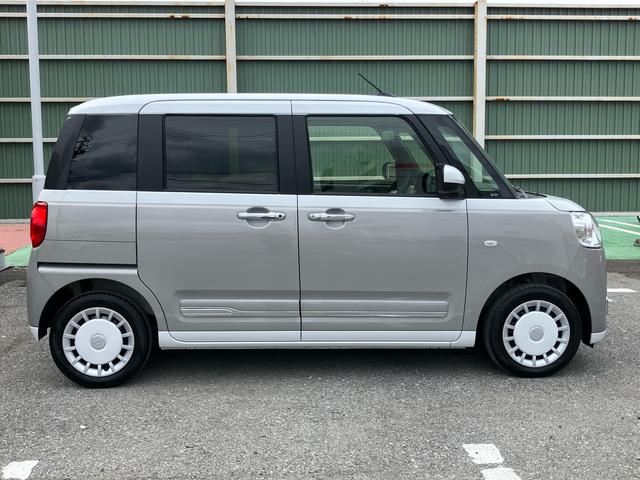 ムーヴキャンバスストライプスGターボターボ バックカメラ LEDヘッドライト オートライト オートハイビーム スマアシ コーナーセンサー 両側電動スライド シートヒーター 電動駐車ブレーキ ホッとカップホルダー 置き楽BOX キーフリー(千葉県)の中古車