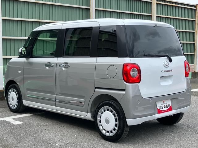 ムーヴキャンバスストライプスGターボターボ バックカメラ LEDヘッドライト オートライト オートハイビーム スマアシ コーナーセンサー 両側電動スライド シートヒーター 電動駐車ブレーキ ホッとカップホルダー 置き楽BOX キーフリー(千葉県)の中古車