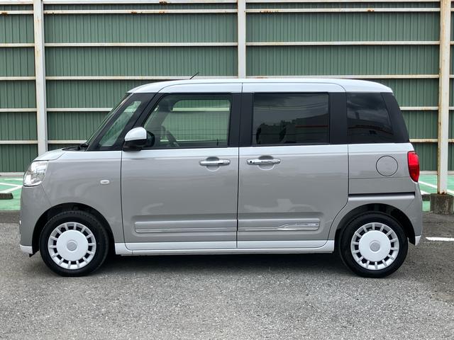 ムーヴキャンバスストライプスGターボターボ バックカメラ LEDヘッドライト オートライト オートハイビーム スマアシ コーナーセンサー 両側電動スライド シートヒーター 電動駐車ブレーキ ホッとカップホルダー 置き楽BOX キーフリー(千葉県)の中古車