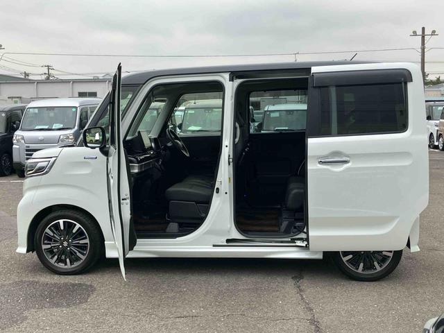 スペーシアカスタムハイブリッドXSターボハイブリッド ターボ 9型ナビ/TV/DVD/BT/USB 全周囲カメラ ETC 全車速追従クルコン 運転席シートヒーター LEDヘッドライト オートライト 衝突軽減装置 両側電動スライドドア アルミ(千葉県)の中古車