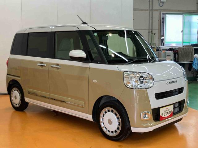 ムーヴキャンバスストライプスＧスマアシ　ダイハツ予防安全機能　前後コーナーセンサー　置きラクボックス　ホットカップホルダー　オートブレーキホールド付き電動パーキング　前席シートヒーター　バニティーミラー付き左右サンバイザー（千葉県）の中古車