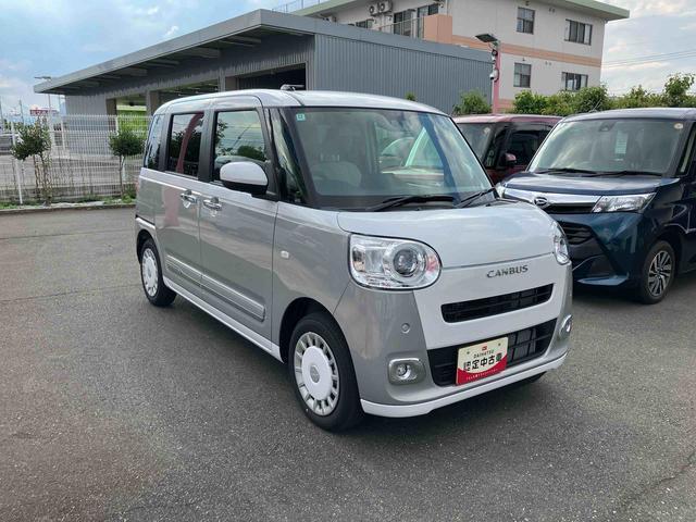ムーヴキャンバスストライプスＧ　パノラマモニター標準装備！保証　新車保証・まごころ保証　１年間・走行距離無制限付き　走行距離１，４０５ｋｍ　ＣＤチューナー　パノラマモニター　両側電動スライドドア　シートヒーター　オートライト　ＬＥＤヘッドライト　スマートキー（東京都）の中古車